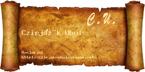 Czirják Ubul névjegykártya